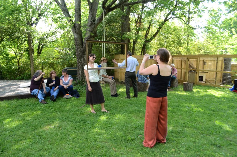 A picture frame was hung with fishing wire as a photo opt. Throughout the night guests could be seen snapping pictures with their phones and camera.